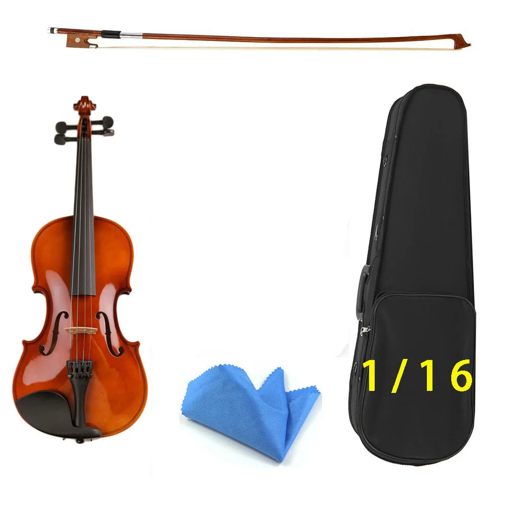 Geschenk für Weihnachten 1/8 1/16 1/10 Größe mit Koffer Bogensaiten Schulterstütze Bass Holz Violine für Kinder Studenten Kinder Violine