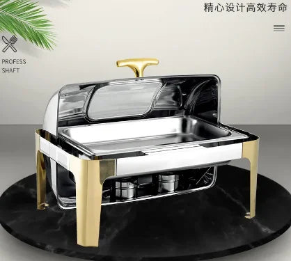 Luxus Chafing Dish Gold - 6,5L Runder Speisenwärmer für Catering und Buffet