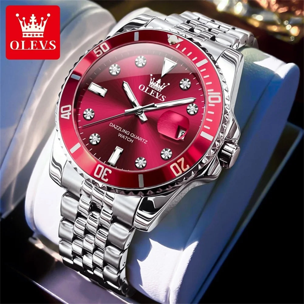 OLEVS 9809 Herrenuhr Original Mode Quarzuhr Zirkon Skala Wasserdicht Leucht Reloj Hombre Automatische Datum Uhr Für Mann