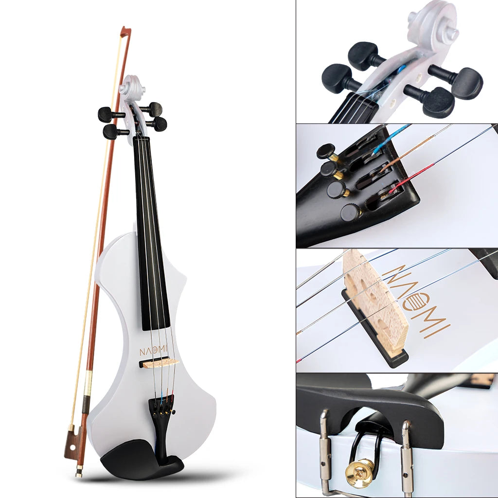 Mugig Spezielle Design 4/4 Volle Größe Massivholz Elektrische Violine Set Anfänger Akustische Violine Geige mit Fall Violine Bogen