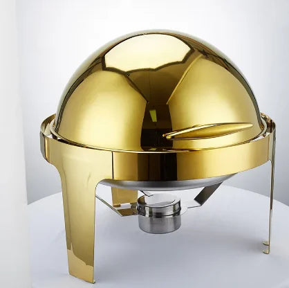 Luxus Chafing Dish Gold - 6,5L Runder Speisenwärmer für Catering und Buffet