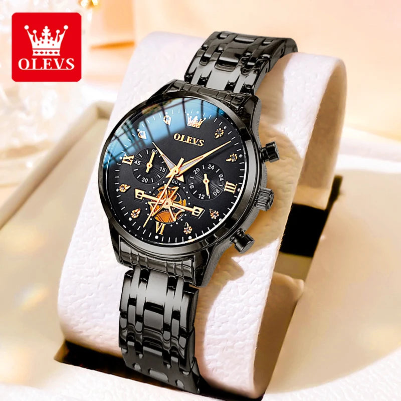 OLEVS 2897 Damenuhr, originelle Mode, Multifunktions-Quarz-Armbanduhr, wasserdicht, leuchtend, 24-Stunden-Geschenkbox-Uhr für Damen