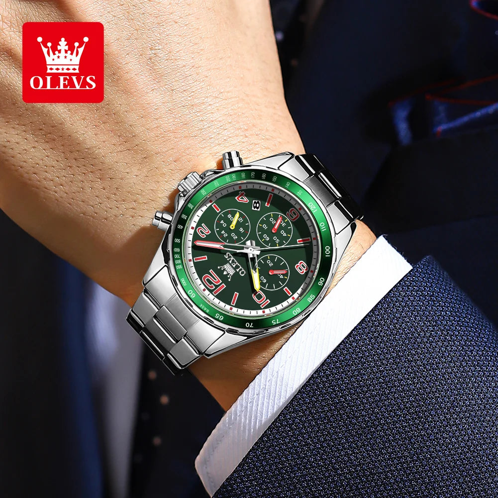 Olevs Herren uhren Nr. ty714 klassische Mode Original Quarz Chronograph Armbanduhr wasserdicht Edelstahl leuchtendes Datum