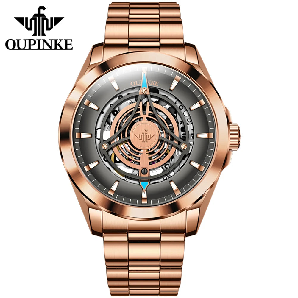 Oupinke 3206 automatische mechanische Uhr für Männer hohl 40mm Zifferblatt Original Handuhr synthetischen Saphir Spiegel Mann Uhren