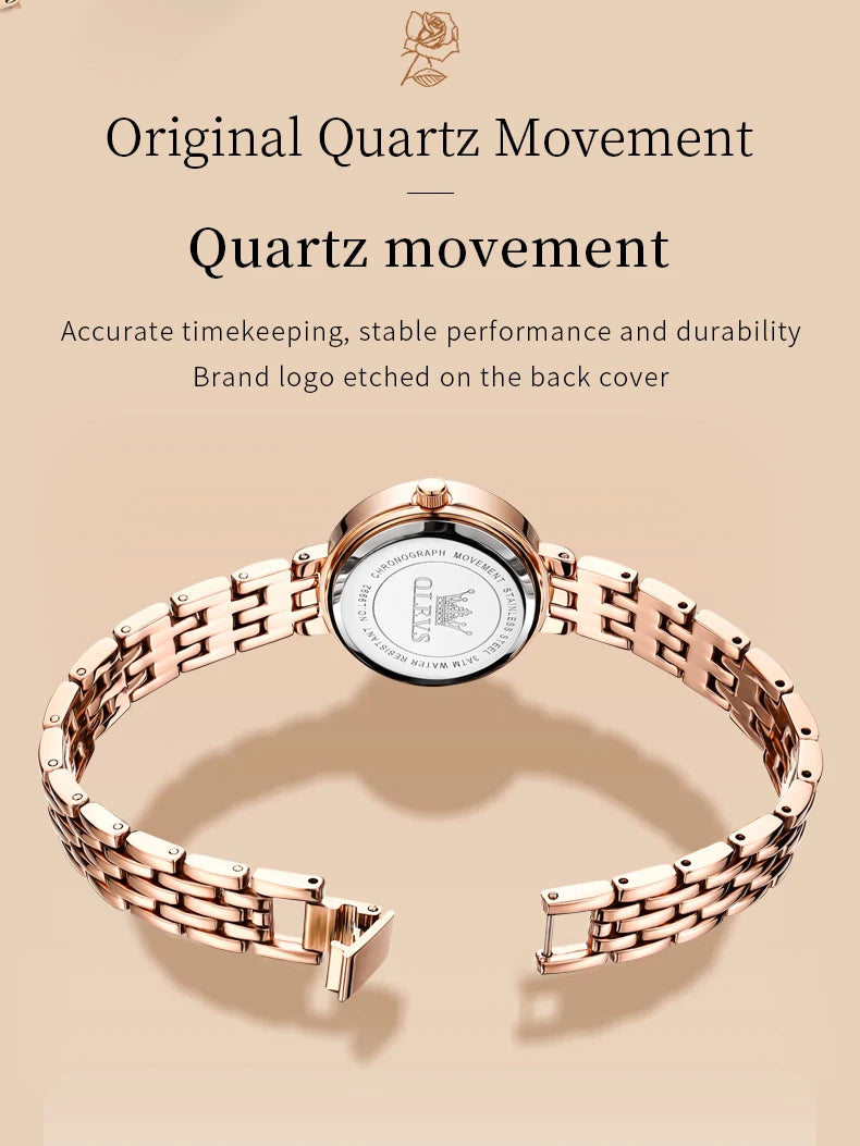 OLEVS Damenuhren, elegant, modisch, Roségold, kleines Zifferblatt, Original-Quarz-wasserdichte Armbanduhr für Damen, Armband, Geschenkbox