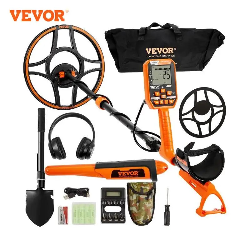 VEVOR Profi Metalldetektor 7 Modi Metallsuchgerät 30cm Suchspule IP68  Tauchtiefe bis zu 3m Goldsucher mit verstellbarem Griff Golddetektor inkl. Bluetooth-Headset Präzisions-Ortungsgerät