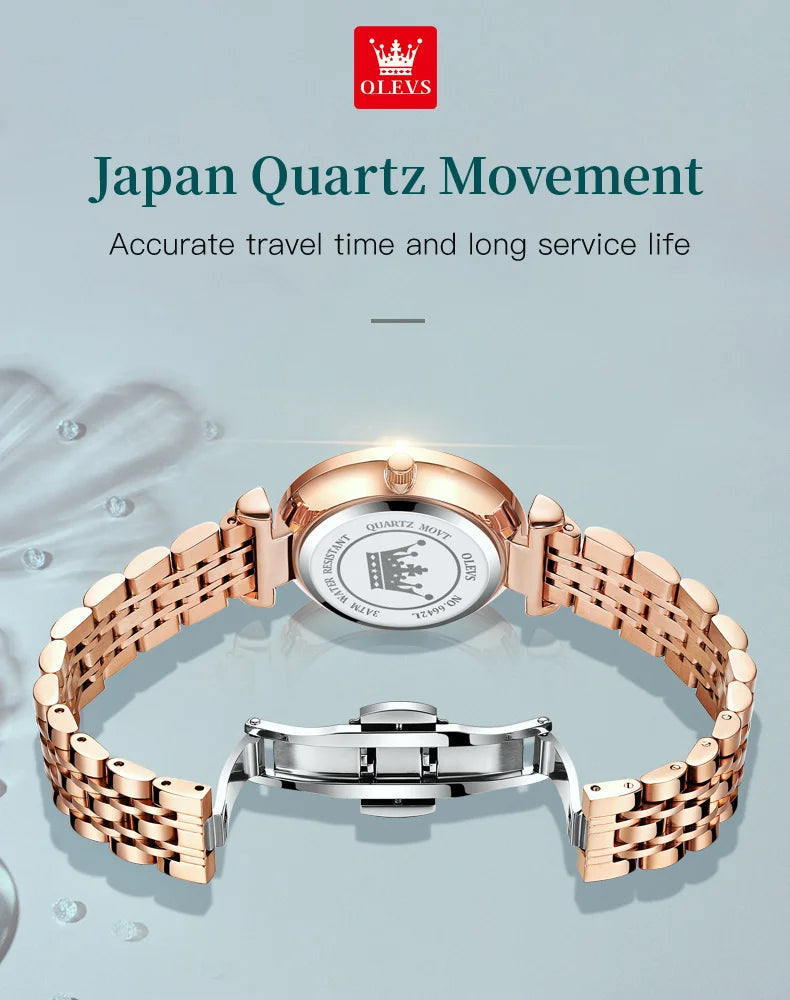 OLEVS Neue Frauen Luxus Jewel Quarz Uhren Wasserdichte Edelstahl Armband Uhr Für Frauen Mode Datum Uhr Diamant Spiegel