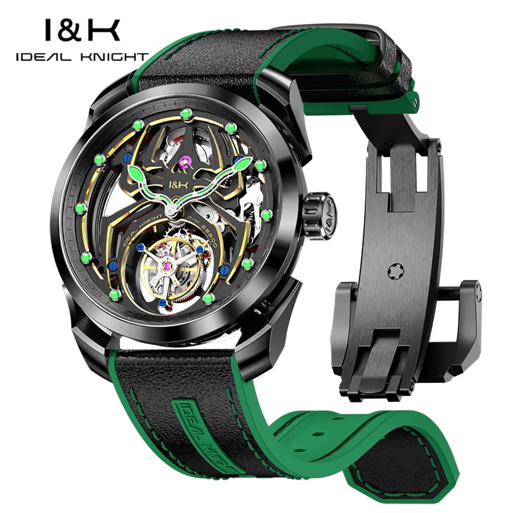 Ideale Ritter hochwertige Tourbillon Uhren für Männer Top-Marke Luxus Original Skelett Schwungrad automatische mechanische Herren uhr