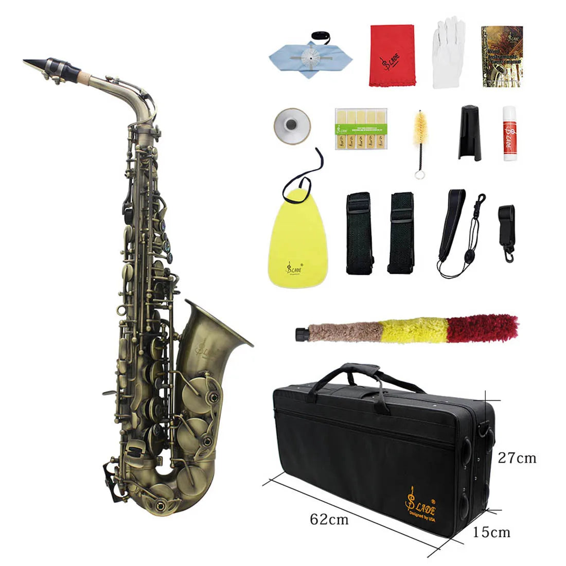 Slade Eb E-Flat Altsaxophon Sax Shell Key Carve Muster Holz blasinstrument mit Rücken gurten Fall andere Schilf Aecessaries