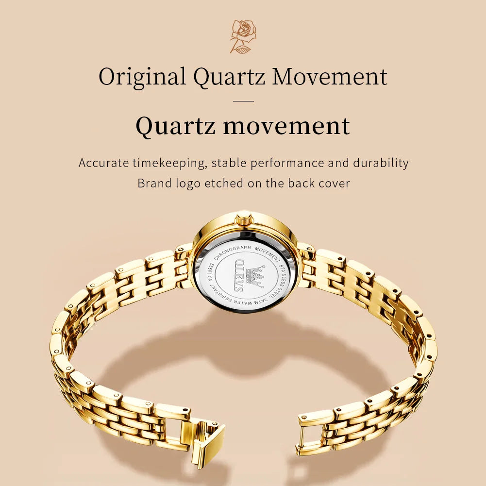 OLEVS Damenuhren, elegant, modisch, Roségold, kleines Zifferblatt, Original-Quarz-wasserdichte Armbanduhr für Damen, Armband, Geschenkbox