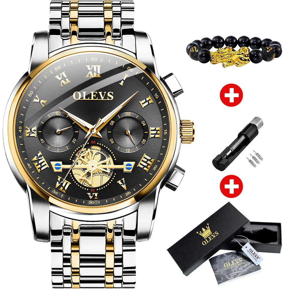 OLEVS Top Marke herren Uhren Klassische Römische Skala Zifferblatt Luxus Armbanduhr für Mann Original Quarz Wasserdicht Leucht Männlich reloj