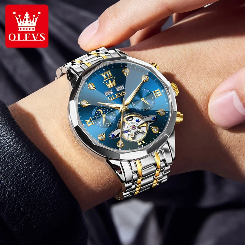 OLEVS 6621 Herrenuhr Business Marke Automatische Mechanische Uhr Wasserdichte Uhr Für Mann Mondphase Original Uhren Luxus Männer