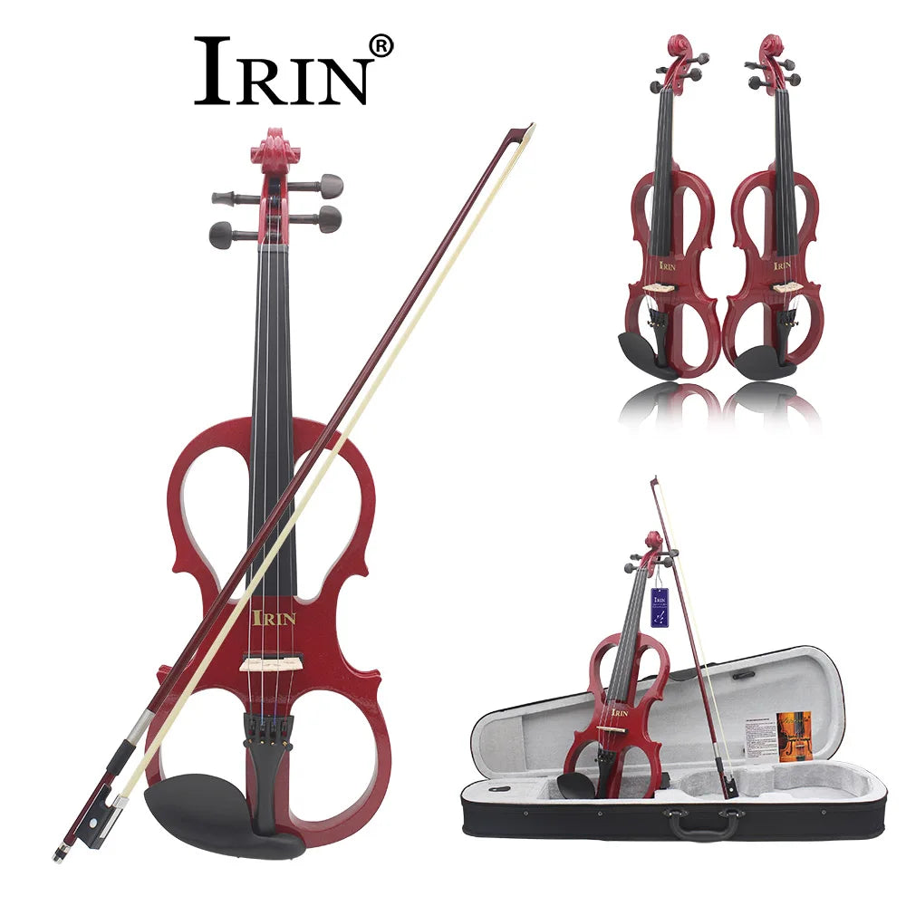 IRIN 4/4 Elektrische Violine Ahorn Körper Stille Elektrische Violine Mit Bogen Fall Kopfhörer Anschluss Kabel Geige Teile & Zubehör