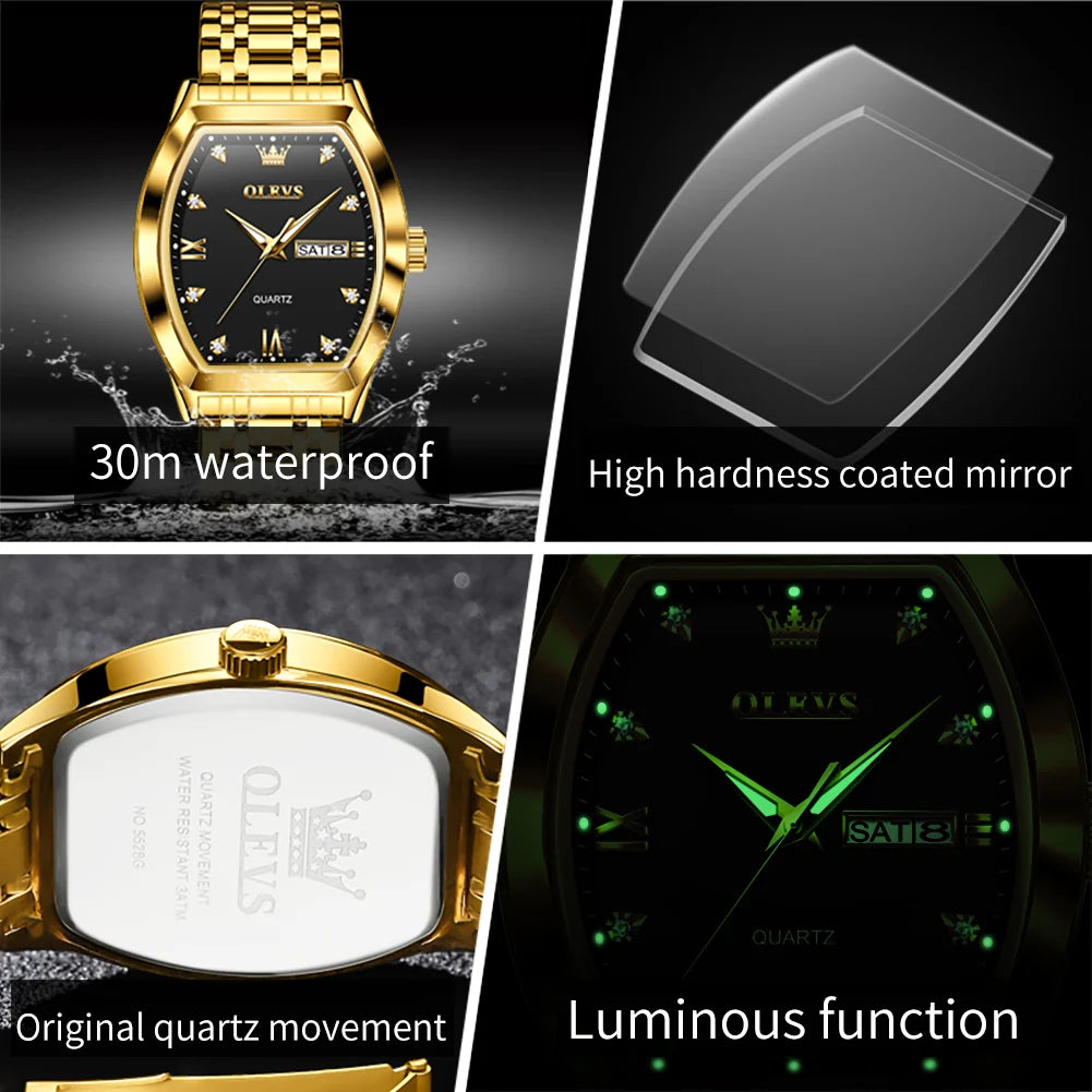 Olevs Herren uhren Luxus Persenning Original Top Marke Quarzuhr für Herren wasserdichte leuchtende Woche Datum männliche Armbanduhr