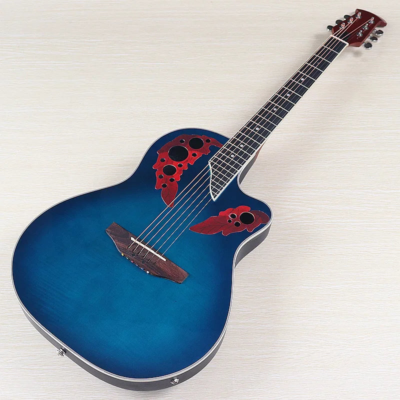 Ovation-Modell, 41-Zoll-Elektro-Akustikgitarre mit runder Rückseite, Cutaway-Design, 6 Saiten, Folk-Stil, mit Tonabnehmer