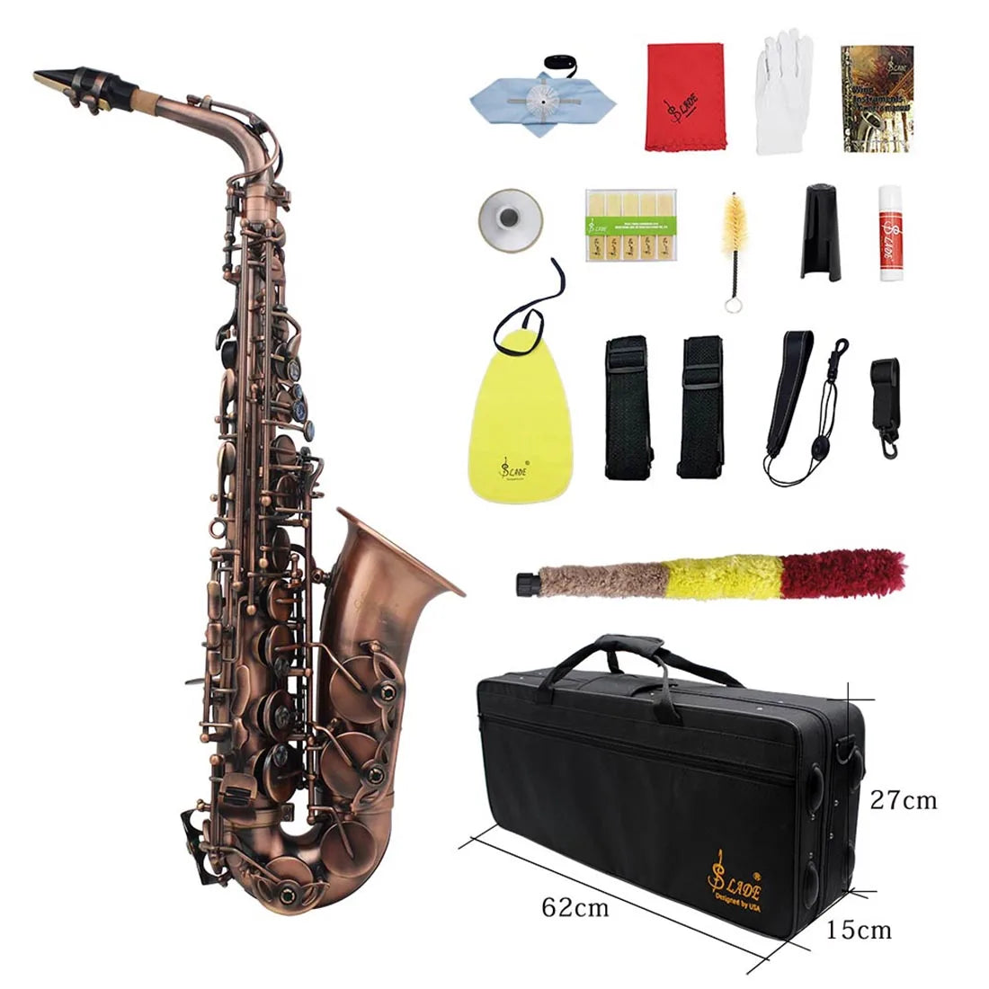 Slade Eb E-Flat Altsaxophon Sax Shell Key Carve Muster Holz blasinstrument mit Rücken gurten Fall andere Schilf Aecessaries