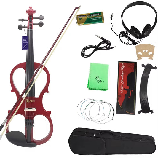 IRIN 4/4 Elektrische Violine Ahorn Körper Stille Elektrische Violine Mit Bogen Fall Kopfhörer Anschluss Kabel Geige Teile & Zubehör