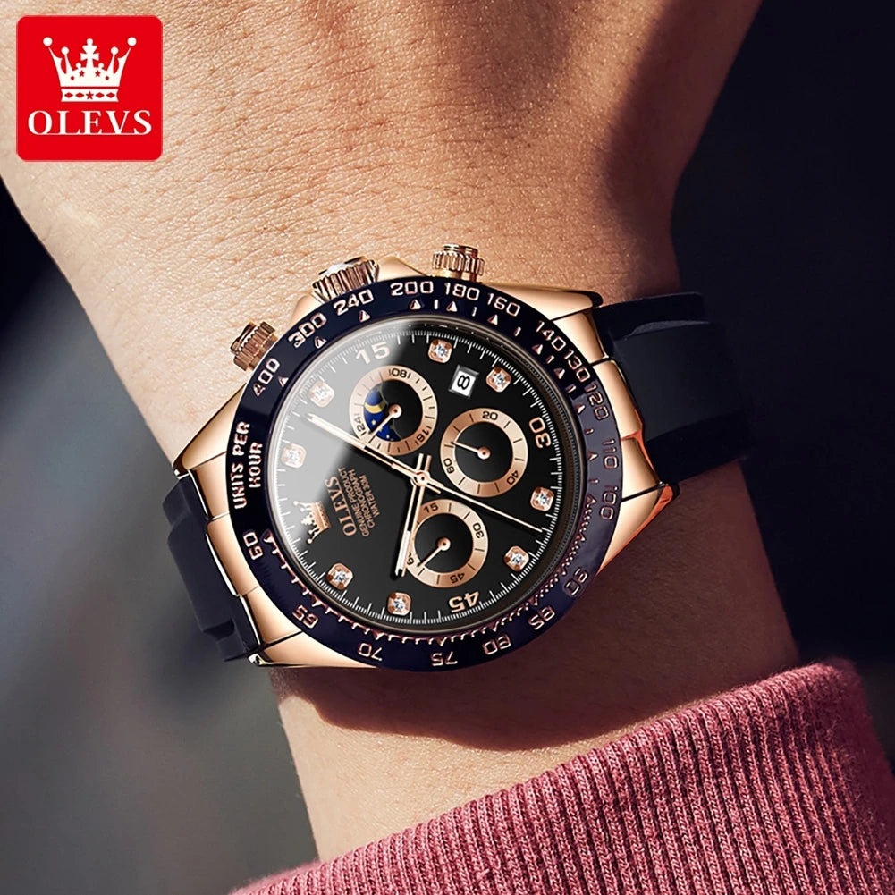 OLEVS 2875 Herrenuhr Quarz Top Marke Wasserdicht Leuchtende Uhr für Männer Drei Kleine Zifferblatt Sport Armbanduhr Chronograph Datum Reloj