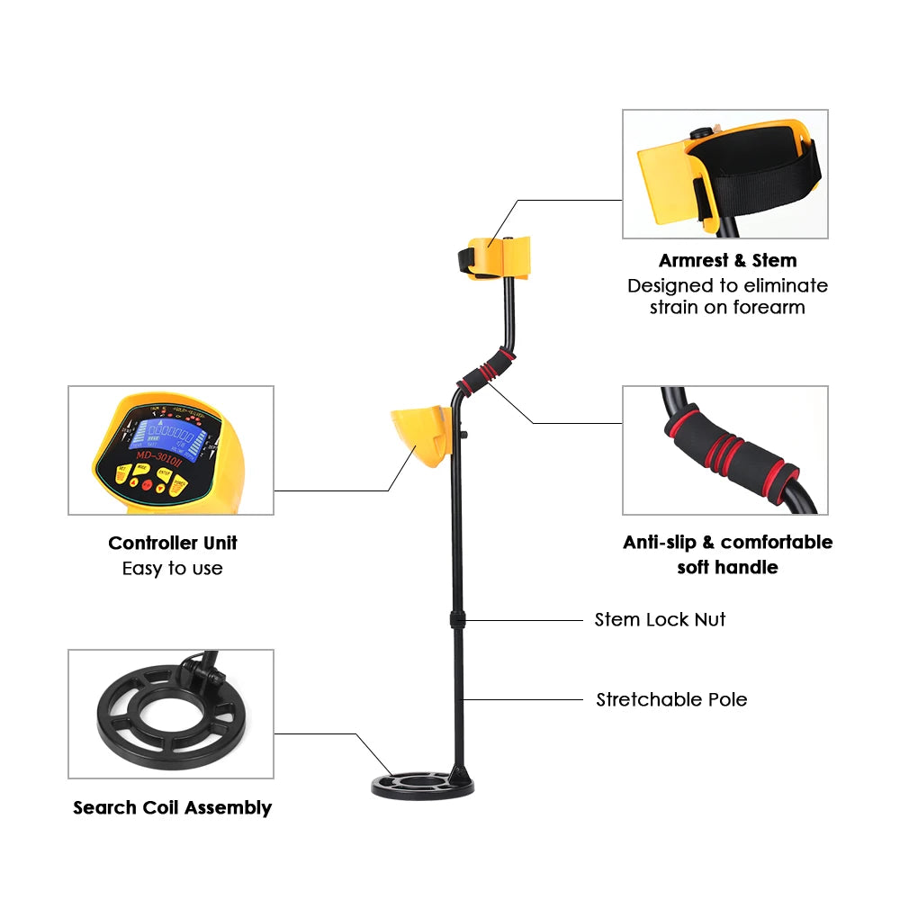 Hochempfindlicher Hochleistungs-Metalldetektor MD3010II Unterirdischer Metalldetektor Goldgräber Schatzjäger Metallfinder