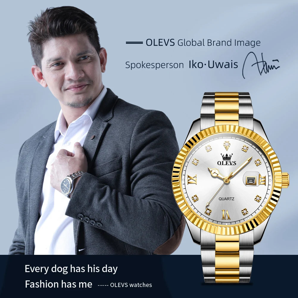 Olevs uhren für männer top marke klassiker mode quarz armbanduhr original für männliche wasserdichte leuchtende reloj hombre