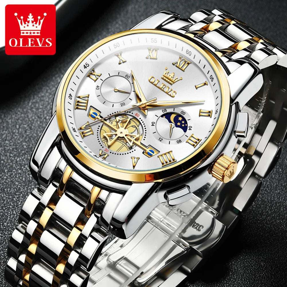 OLEVS Top Marke herren Uhren Klassische Römische Skala Zifferblatt Luxus Armbanduhr für Mann Original Quarz Wasserdicht Leucht Männlich reloj