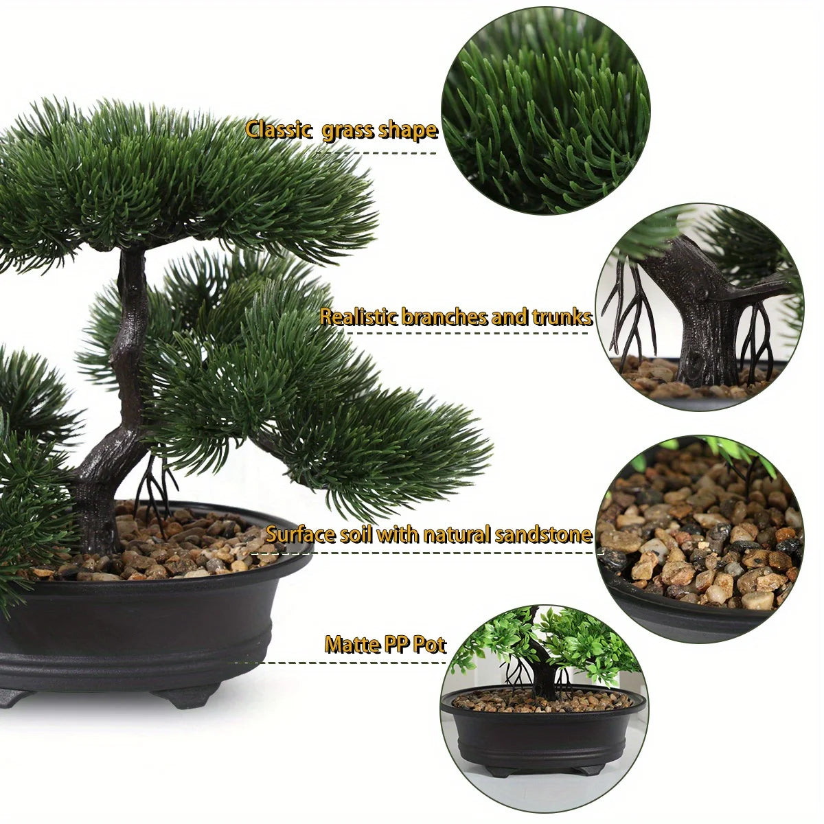 1pc künstlicher Bonsai-Baum: ein Zen-Garten-Akzent künstliche Pflanze pp Material schwarzer Pflanzer Home Office Party Dekoration