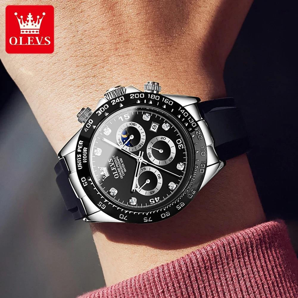 OLEVS 2875 Herrenuhr Quarz Top Marke Wasserdicht Leuchtende Uhr für Männer Drei Kleine Zifferblatt Sport Armbanduhr Chronograph Datum Reloj