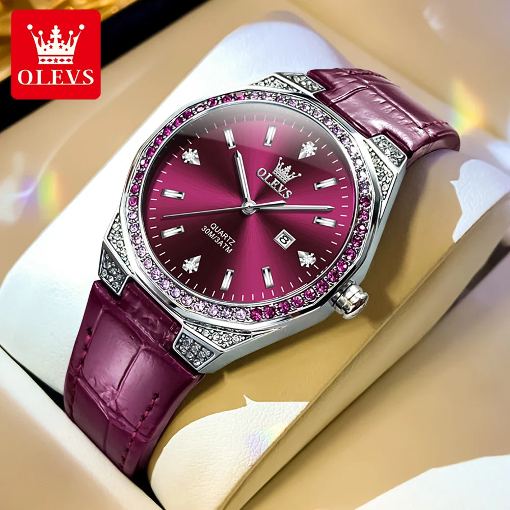 Olevs Damen uhren leichtes Luxus mode Zifferblatt Original Quarz Armbanduhr für Mädchen Diamant wasserdichte Damen uhr