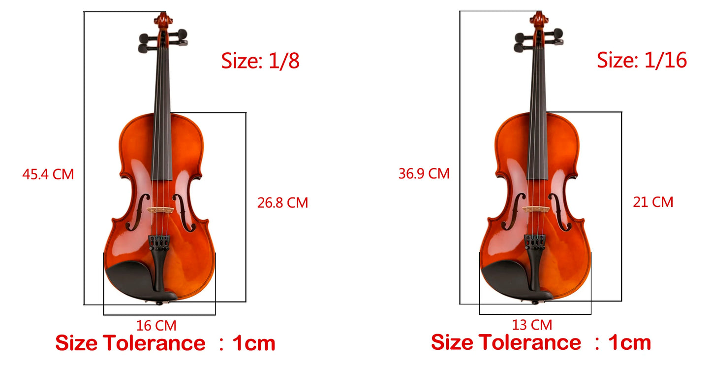 Geschenk für Weihnachten 1/8 1/16 1/10 Größe mit Koffer Bogensaiten Schulterstütze Bass Holz Violine für Kinder Studenten Kinder Violine