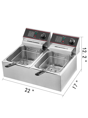 VEVOR 12L 20L Elektrische Friteusen Dual Tanks für Fast Food Restaurant Fried Chicken Stände Braten Pommes Frites Schweinekoteletts