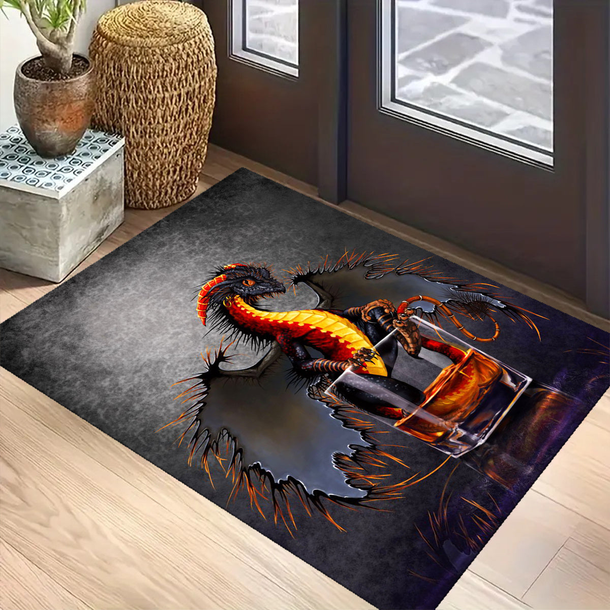 Luxurious Crystal Velvet Rum Dragon Rug - 3D Printed, Soft & Comfortable for Living Room, Bedroom, Hallway - Large Area Carpet