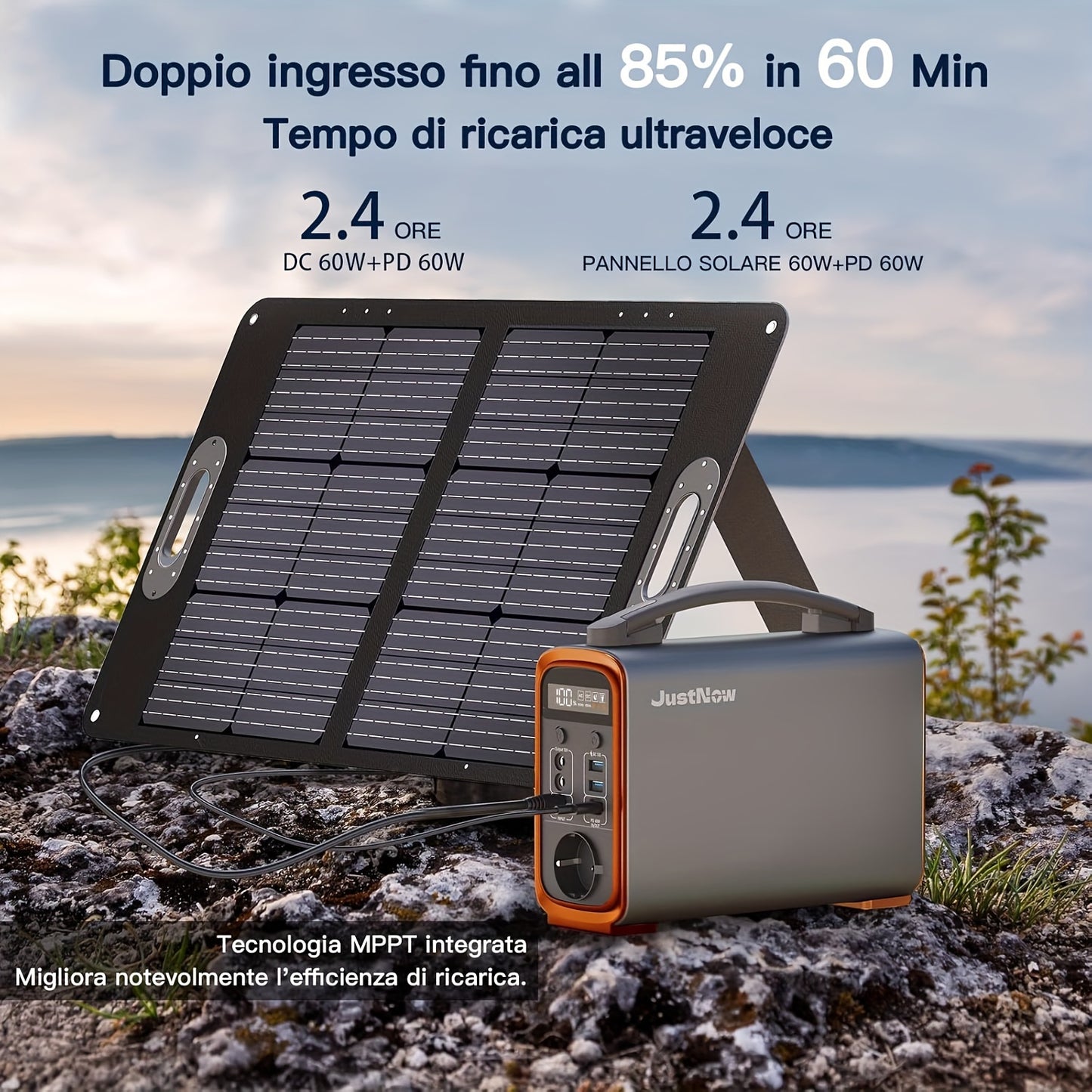 Portable Power Station With 240W/240Wh, Solar Generator LiFePo4 Battery With PD60W USB, Mobile Power Generator For Travel, Camping, RVs, CPAP, Emergency Power Supply