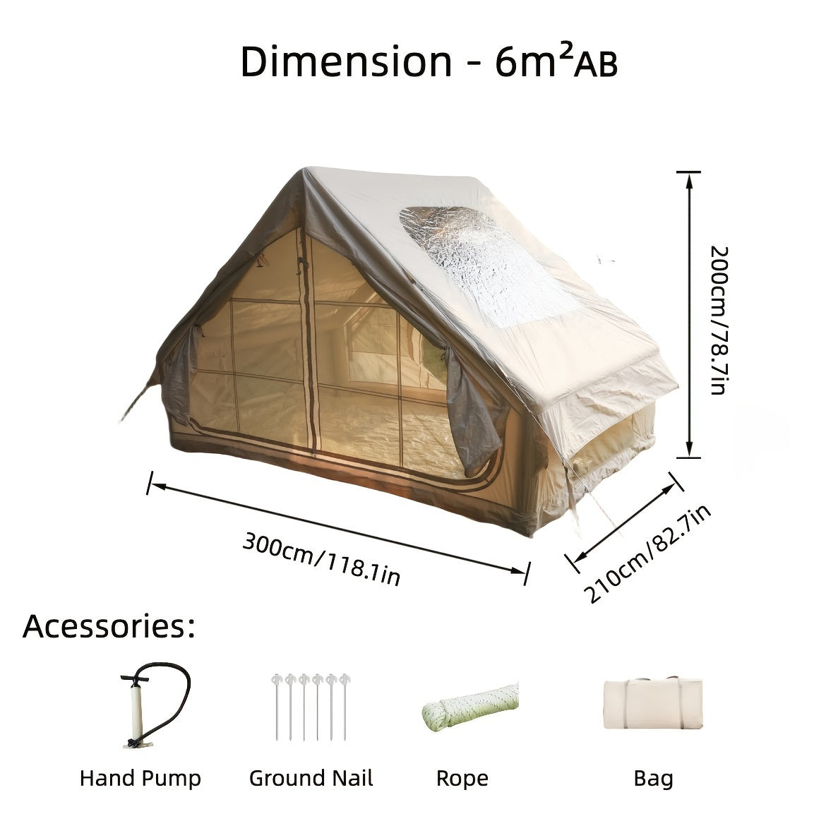 For 4 Waterproof Private Camping Tent, Oxford Cloth, PVC Frame, Solid Beige, with Zipper Closure, for All-Season Use, Easy Setup with Skylight