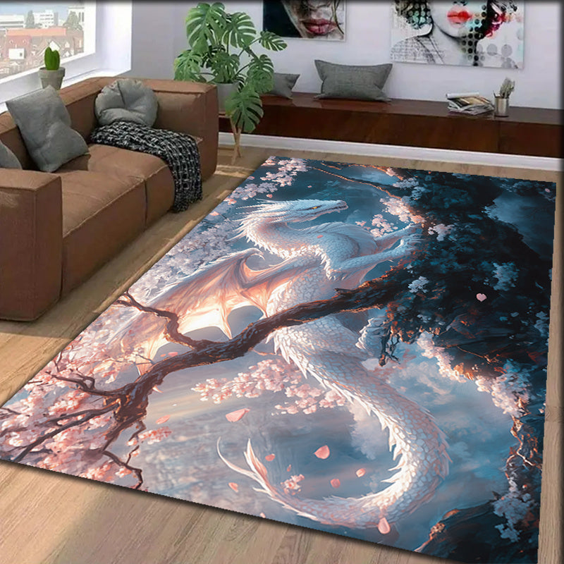 Dragon-Themed Christmas Carpet - Soft Crystal Velvet, Perfect for Living Room, Bedroom, Game Room & Outdoor Decor, Christmas Decor