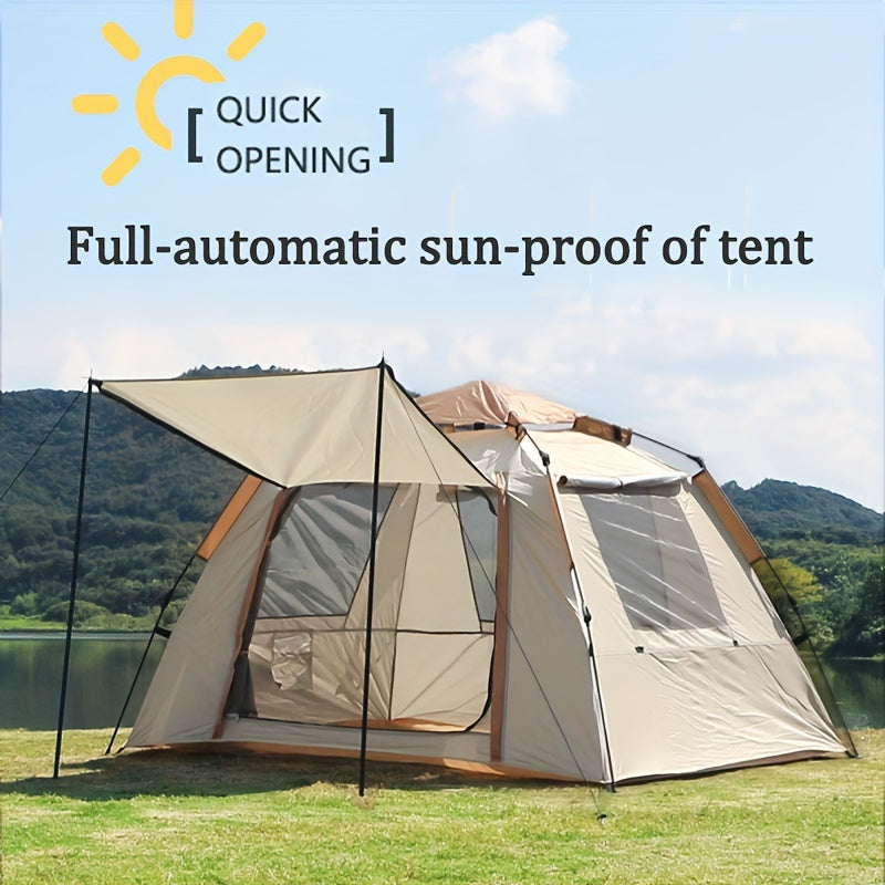 Quick-Open 2-3 Person Camping Tent - Portable, Waterproof Oxford Fabric with Fiberglass Poles for Beach & Outdoor Adventures