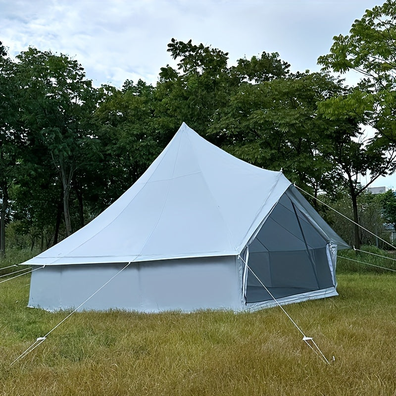 Large 4M Silver-Coated Outdoor Luxury Mongolian Yurt Tent - Waterproof & Fire-Resistant 210D Oxford Fabric - Double Person Camping, Family Picnic, Hiking, Glamping - Easy Setup, Removable, Portable, Zip Closure, Steel Frame