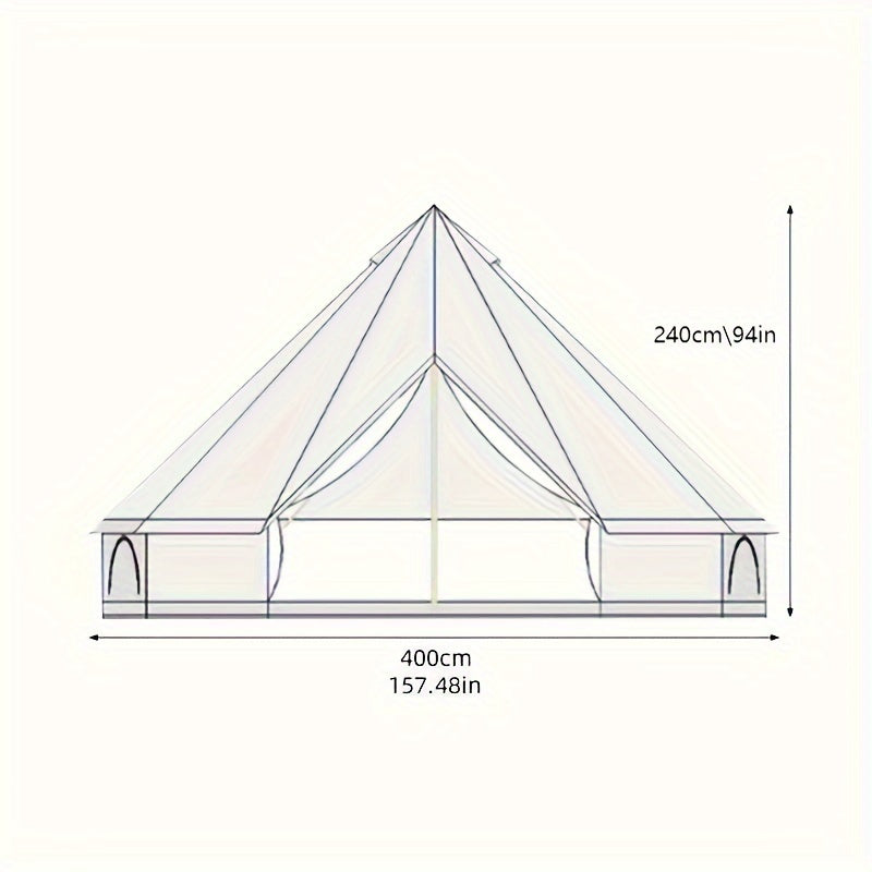 Large 4M Silver-Coated Outdoor Luxury Mongolian Yurt Tent - Waterproof & Fire-Resistant 210D Oxford Fabric - Double Person Camping, Family Picnic, Hiking, Glamping - Easy Setup, Removable, Portable, Zip Closure, Steel Frame