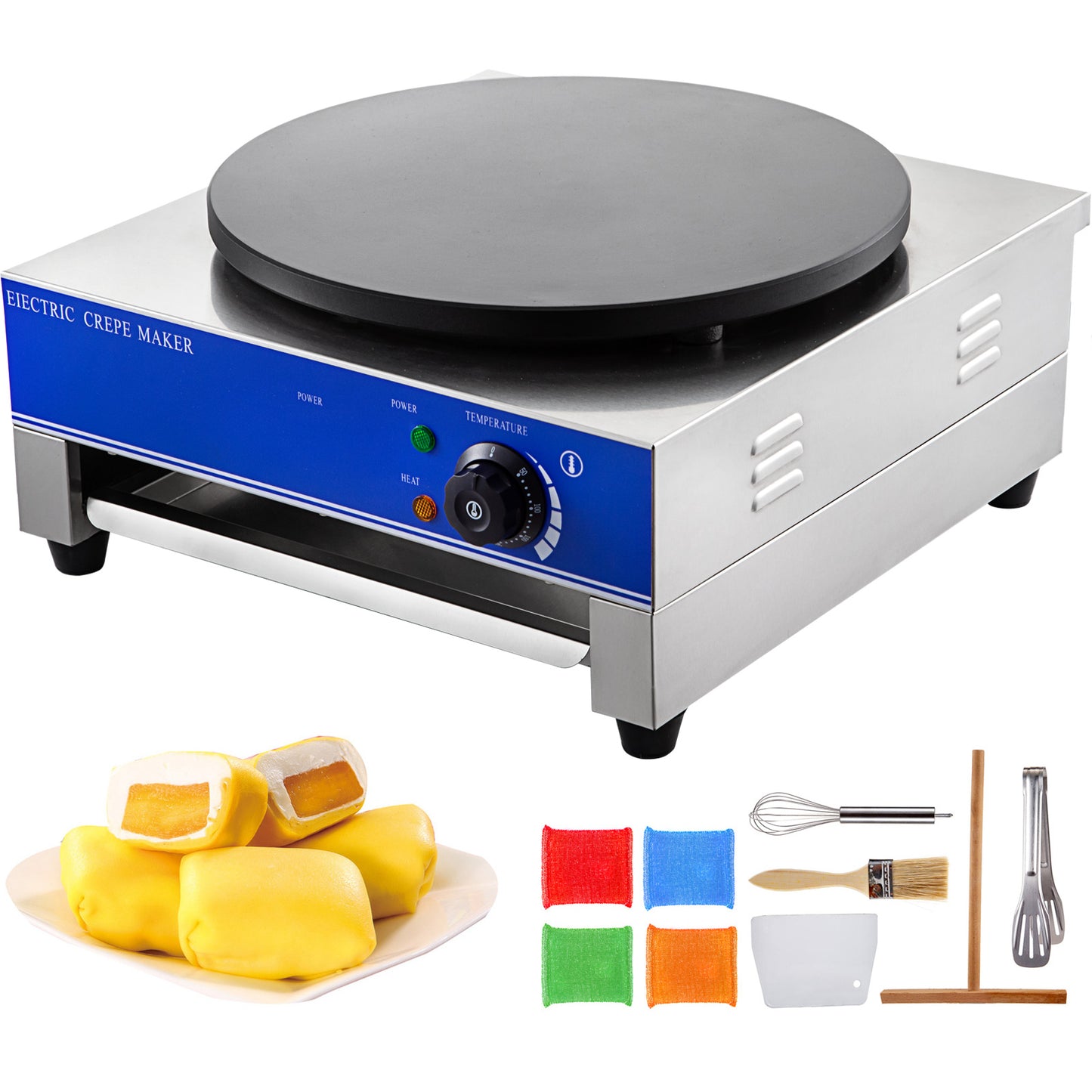 VEVOR Pfannkuchen Maschine Crepespfanne 3kW crepes maker für Pfannkuchen Speck Eier Tortilla usw.