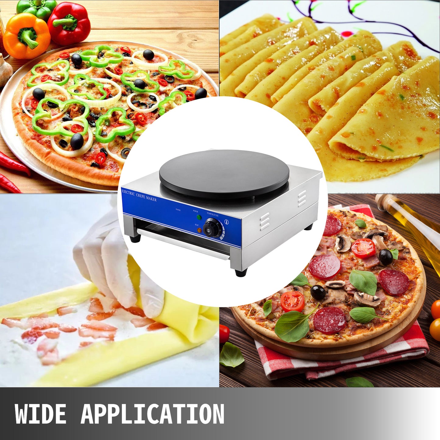 VEVOR Pfannkuchen Maschine Crepespfanne 3kW crepes maker für Pfannkuchen Speck Eier Tortilla usw.