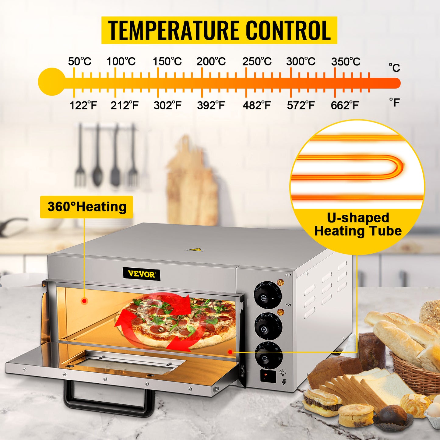 Vevor kommerziellen elektrischen Pizza ofen 14 "Single Deck Layer 110-1300w/220v-2000w und Regal Mehrzweck-Pizza bäcker