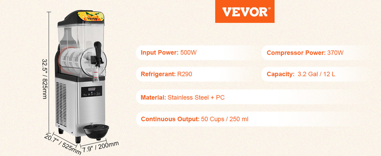 VEVOR Kommerzielle Slushy-Maschine, 36 L Einzelschüssel, 75 Tassen Margarita-Maschine, 1100 W Edelstahl Margarita Smoothie, Frozen Drink Maker, Slushie-Maschine für Party, Café, Restaurants, Bars usw.
