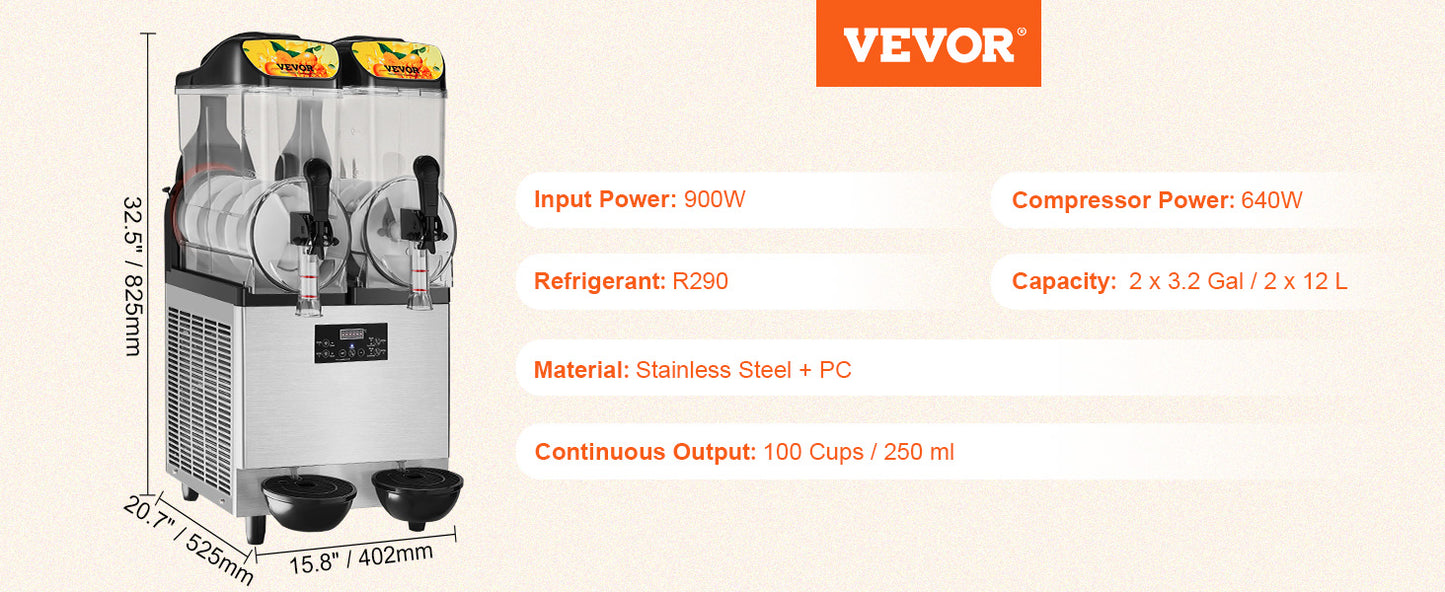 VEVOR Kommerzielle Slushy-Maschine, 36 L Einzelschüssel, 75 Tassen Margarita-Maschine, 1100 W Edelstahl Margarita Smoothie, Frozen Drink Maker, Slushie-Maschine für Party, Café, Restaurants, Bars usw.