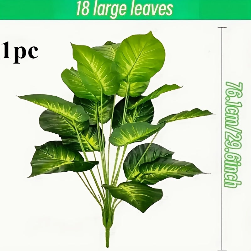 1pc High-end Simulation Plant, 18 Large Leaves, Suitable for High-end Indoor and Outdoor Decoration, Very Suitable for Weddings, Hotels, Gardens, Courtyards, Photography and Beautiful Green Plant Decoration