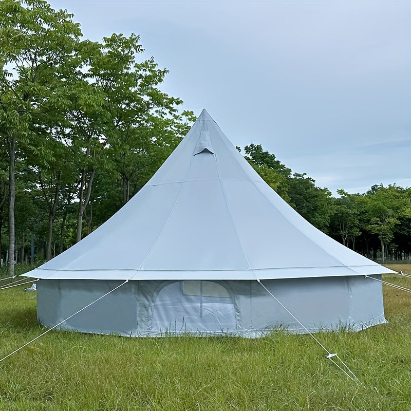 Large 4M Silver-Coated Outdoor Luxury Mongolian Yurt Tent - Waterproof & Fire-Resistant 210D Oxford Fabric - Double Person Camping, Family Picnic, Hiking, Glamping - Easy Setup, Removable, Portable, Zip Closure, Steel Frame