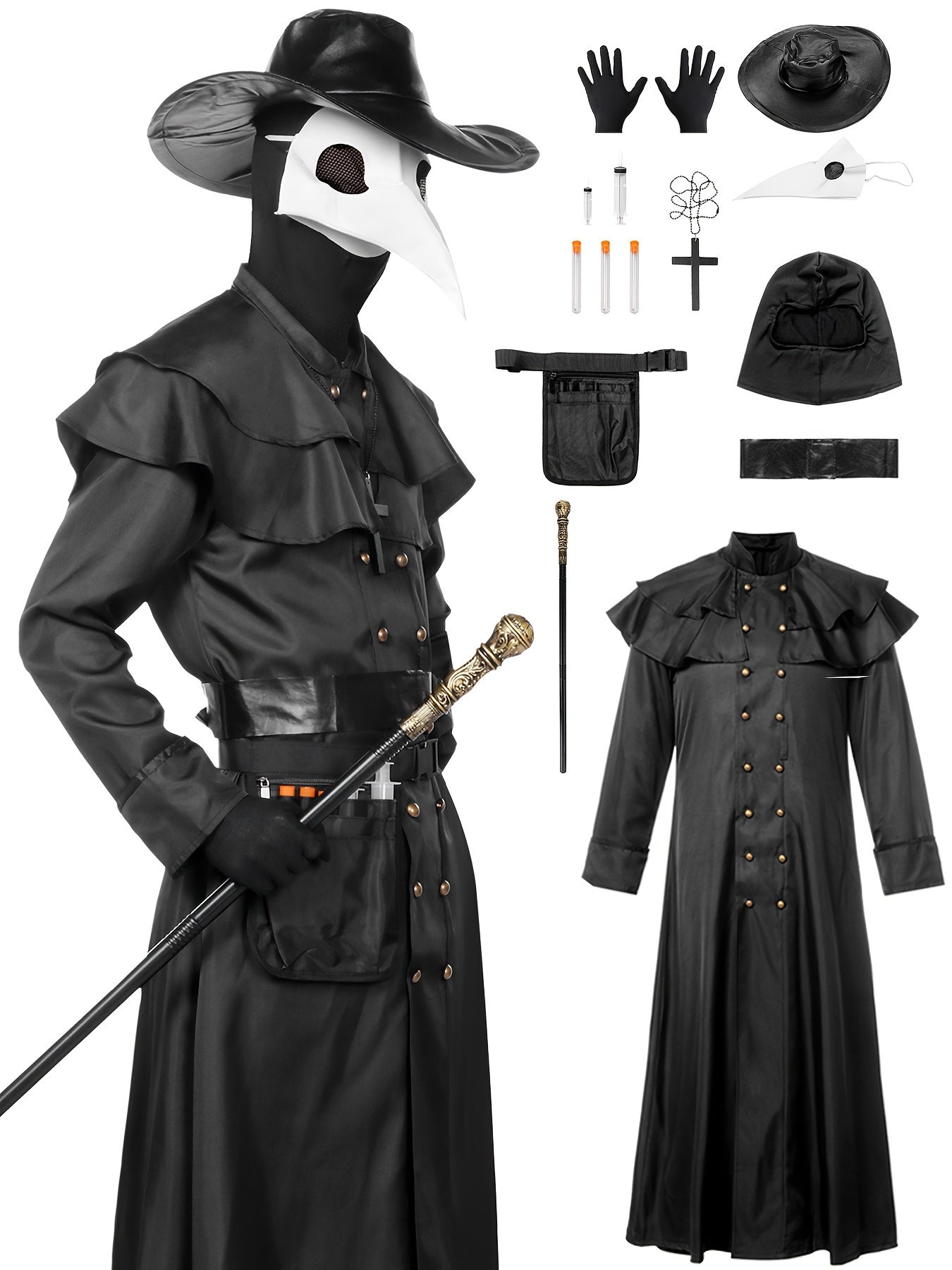 Steampunk Pestdoktor Kostüm für Herren - Mystisches Outfit für Halloween und Mottopartys