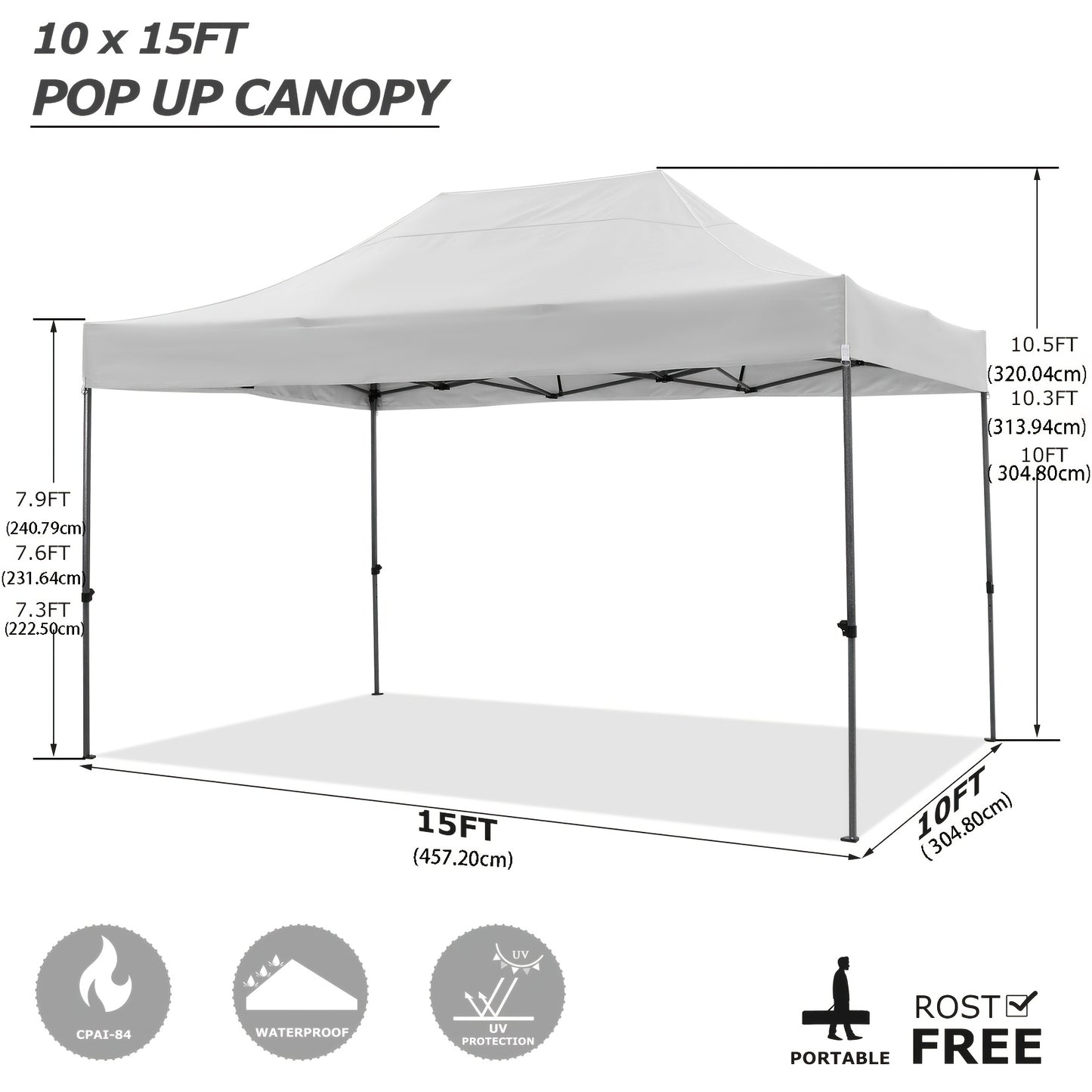 3.05x4.57meter Upgraded Tent, Portable Tent, with 3 Detachable Sidewalls, 3 Adjustable Height, with Bag, Sturdy And Durable, Easy to Install, Perfect for Camping, Family Gatherings, Barbecue Parties, Market Stalls, Halloween,