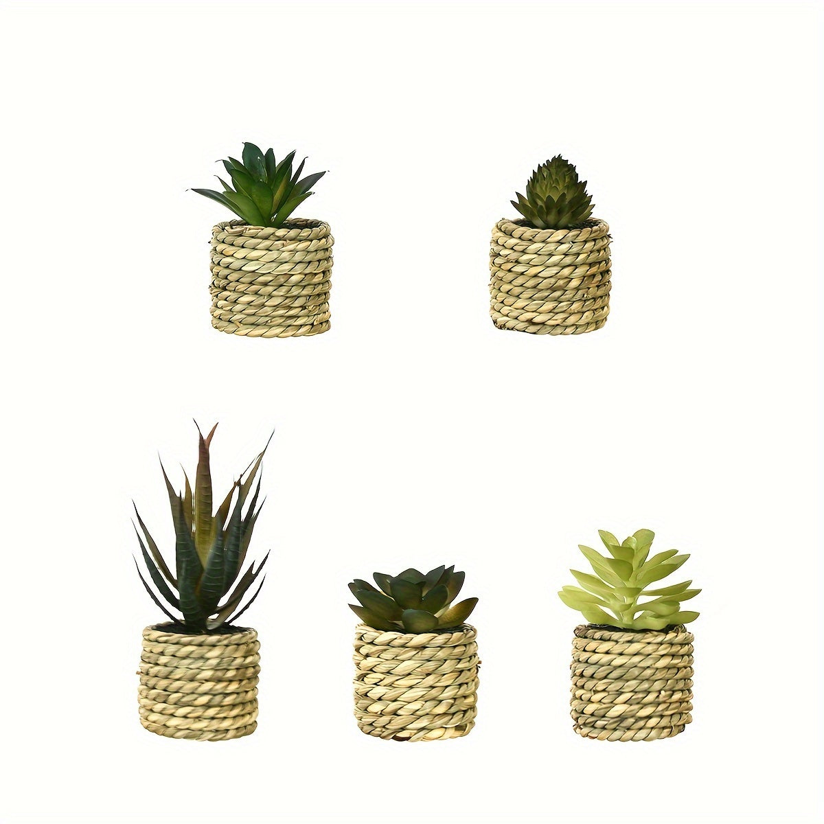 5pcs Set of Artificial Succulents & Aloe - Faux Potted Plants for Indoor/Outdoor Decor, Perfect for Home, Kitchen, Desk, and Wedding, for Spring