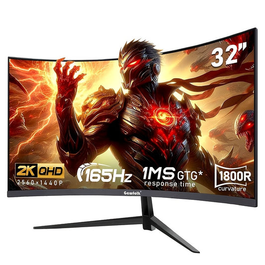 GAWFOLK 32 Zoll Curved Gaming Monitor - 165Hz und QHD