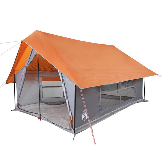 Camping Tent 5 People Grey and Orange Waterproof