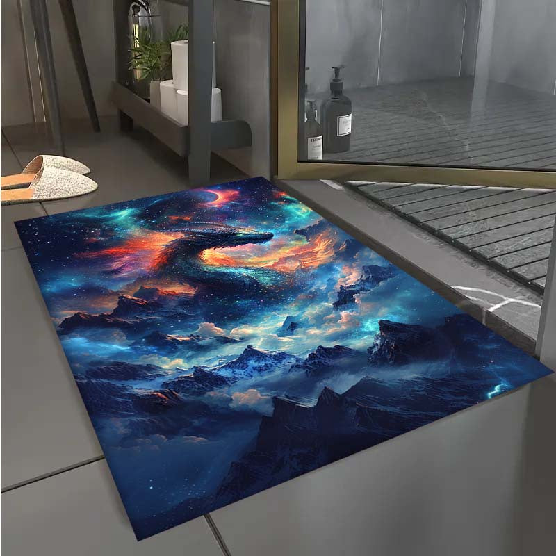 A Fantasy Dragon Soars Above The Clouds, Featuring a Stylish Printed Non-Slip Outdoor Carpet, Suitable for Yoga, Bedrooms, Bathrooms, Living Rooms, Dorms, And Balconies, Making It a Perfect Decorative Rug And Holiday Gift, We